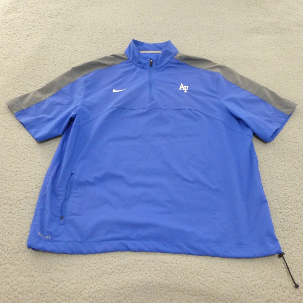 Nike Air Force Falcons Dri-FIT 1/4 Zip Short Sleeve Windbreaker Mens XL Blue
